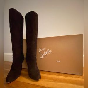 Christian Louboutin SIGNED Chocolate Suede Boots